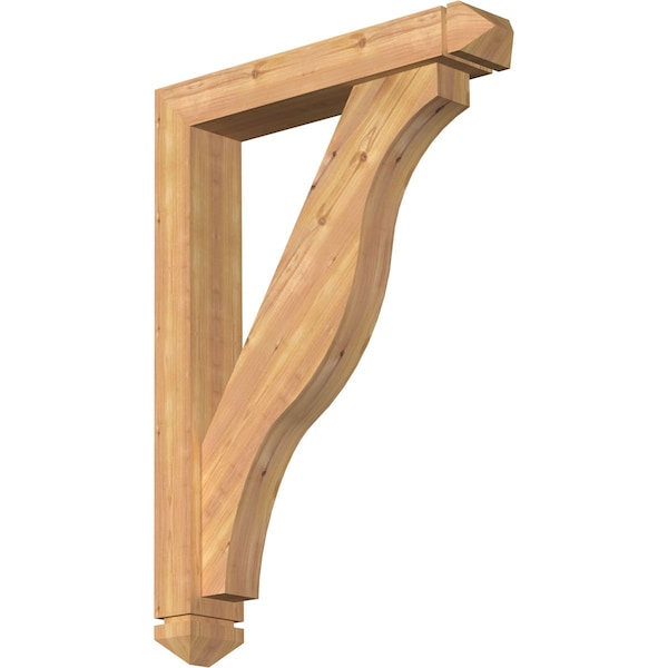 Ekena Millwork Funston Arts and Crafts Smooth Bracket w/ Offset Brace, Western Red Cedar, 5 1/2"W x 30"D x 42"H BKT0604X30X42FST03SWR - main